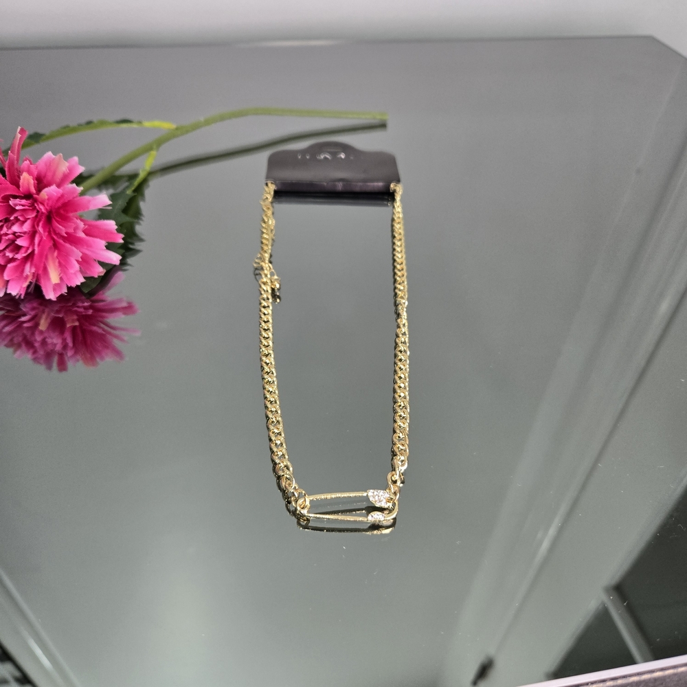 Gold Tone Safety Pin Necklace for Women | Minimalist Statement Jewelry | AAJ